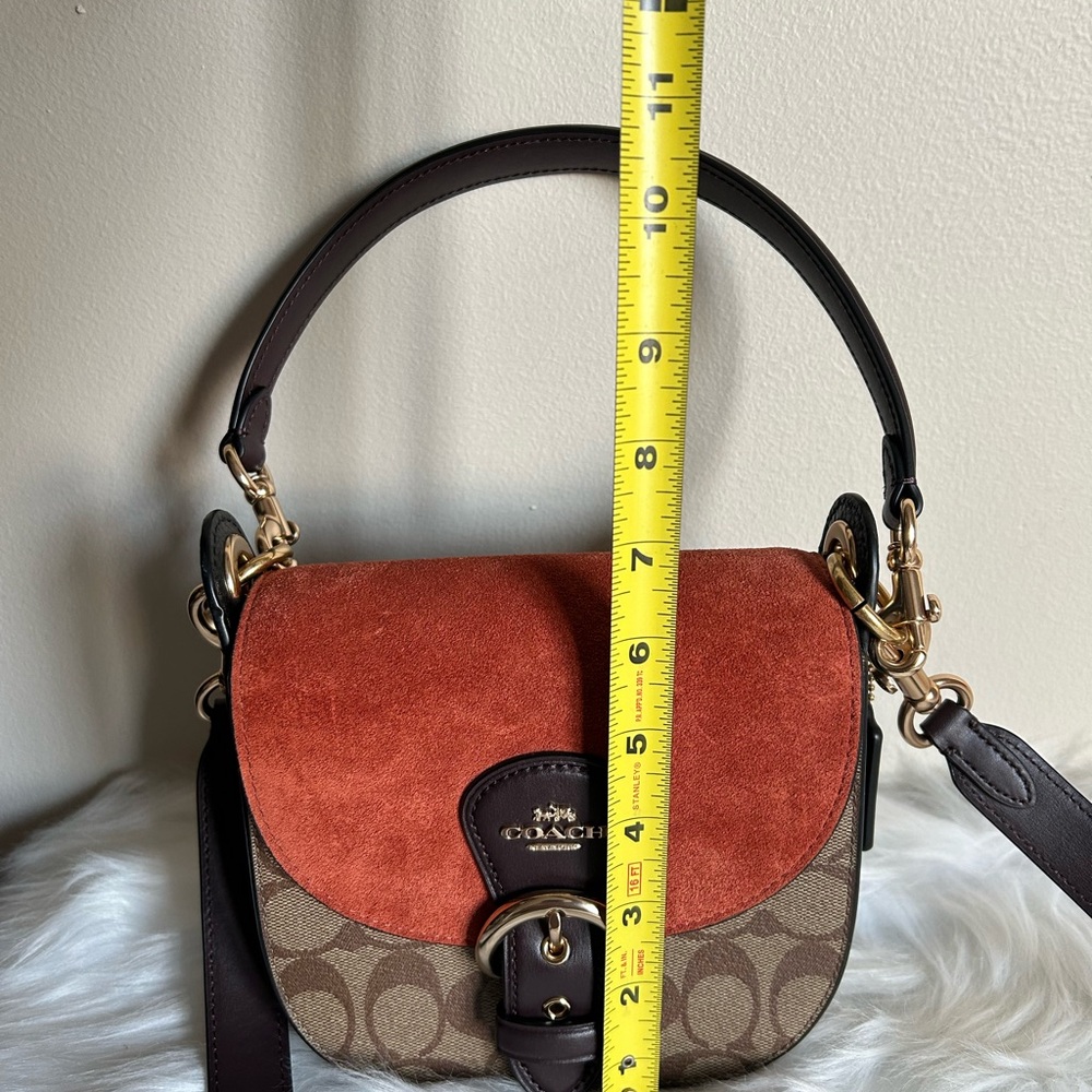 Coach Kleo Hobo Brown Rust Signature Canvas Suede‎ Shoulder Bag Excellent - Picture 9 of 9